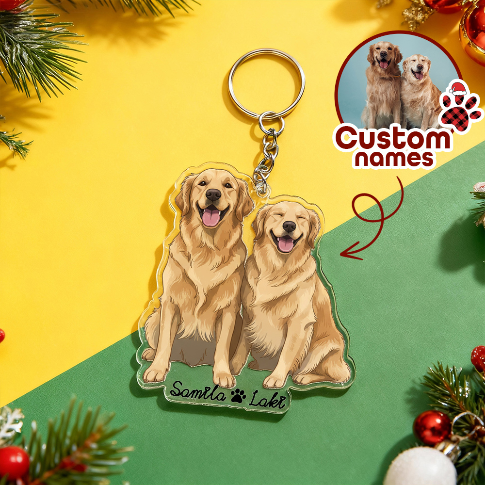 Christmas Gifts Custom Cartoon Cat Keychain Personalized Acrylic Cartoon Keychain Photo Bag Charm Unique Keepsake Gift For Pet Owner - MyPhotoSocksAu