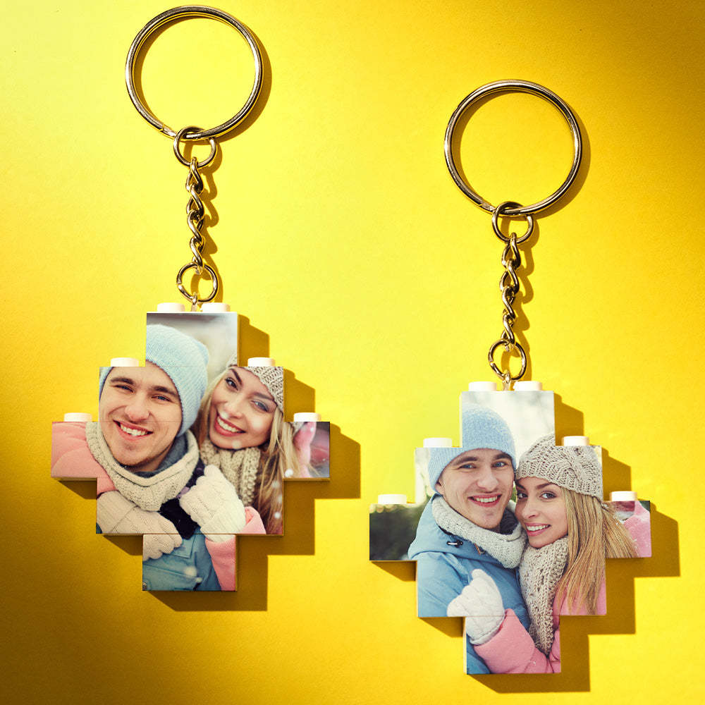 Personalised Photo Keyring Building Bricks Block Keychain Diamond Shape - SantaSocks