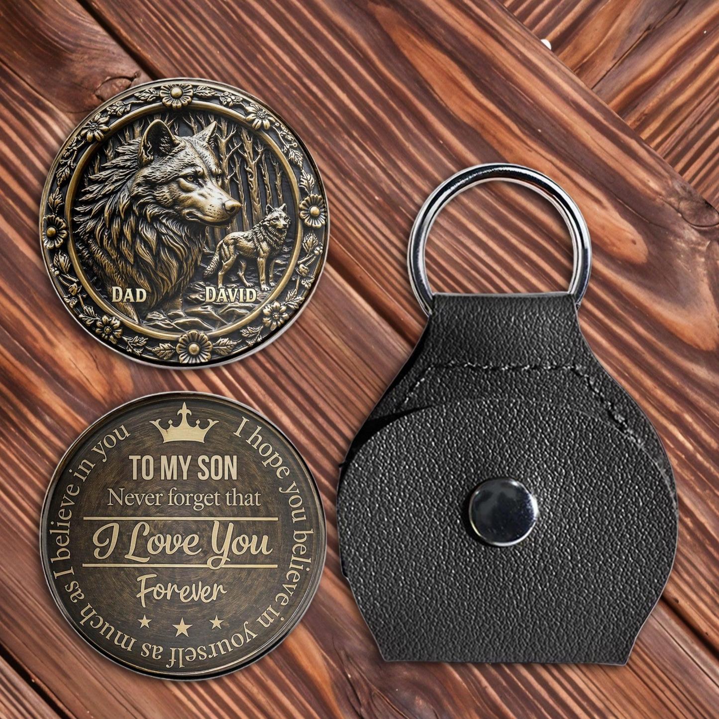 To My Son Never Forget That I Love You Forever Wolf Pocket Hug - Personalized Custom Pocket Hug - MyPhotoSocksAu