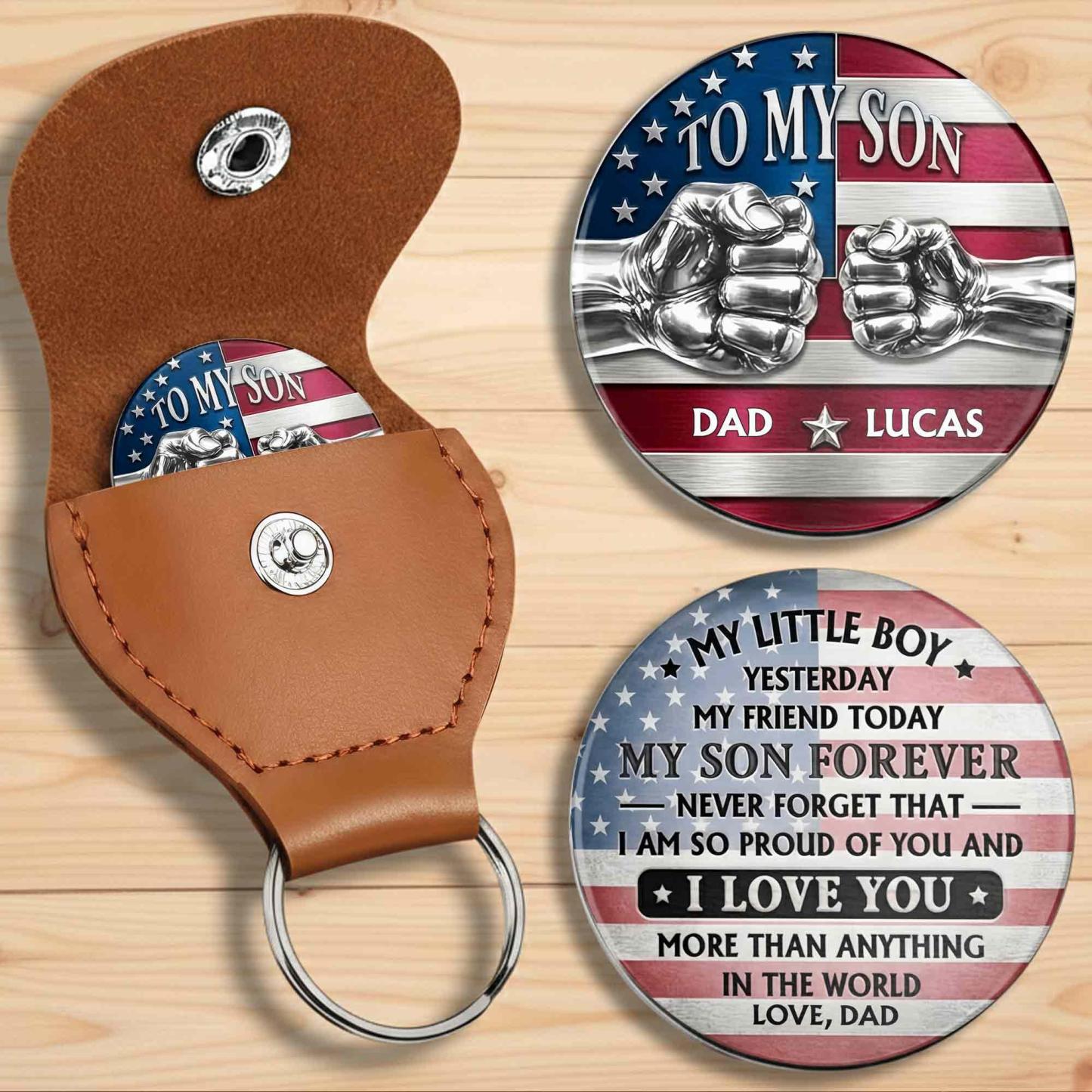 To My Son My Little Boy Yesterday American Flag Fist Bump - Personalized Custom Pocket Hug - MyPhotoSocksAu