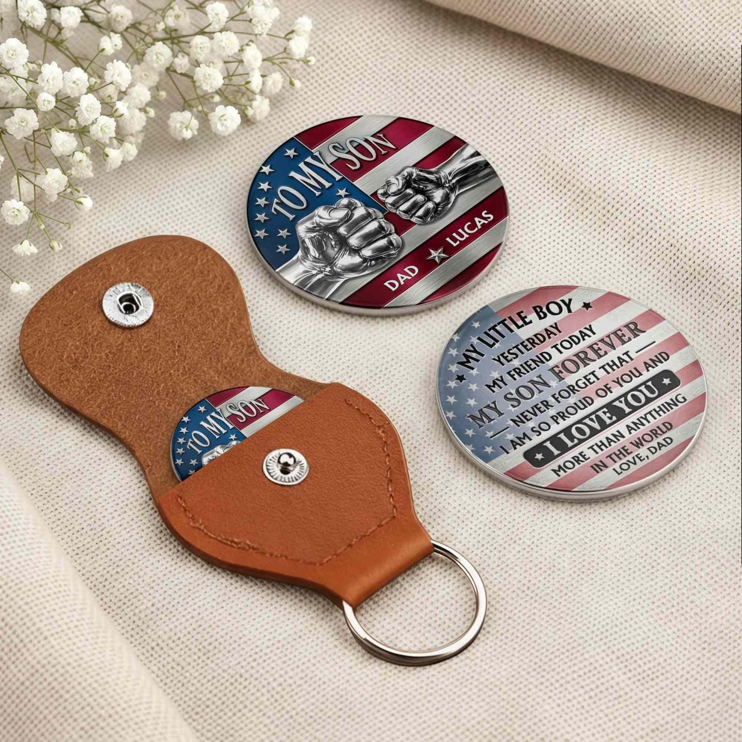 To My Son My Little Boy Yesterday American Flag Fist Bump - Personalized Custom Pocket Hug - MyPhotoSocksAu