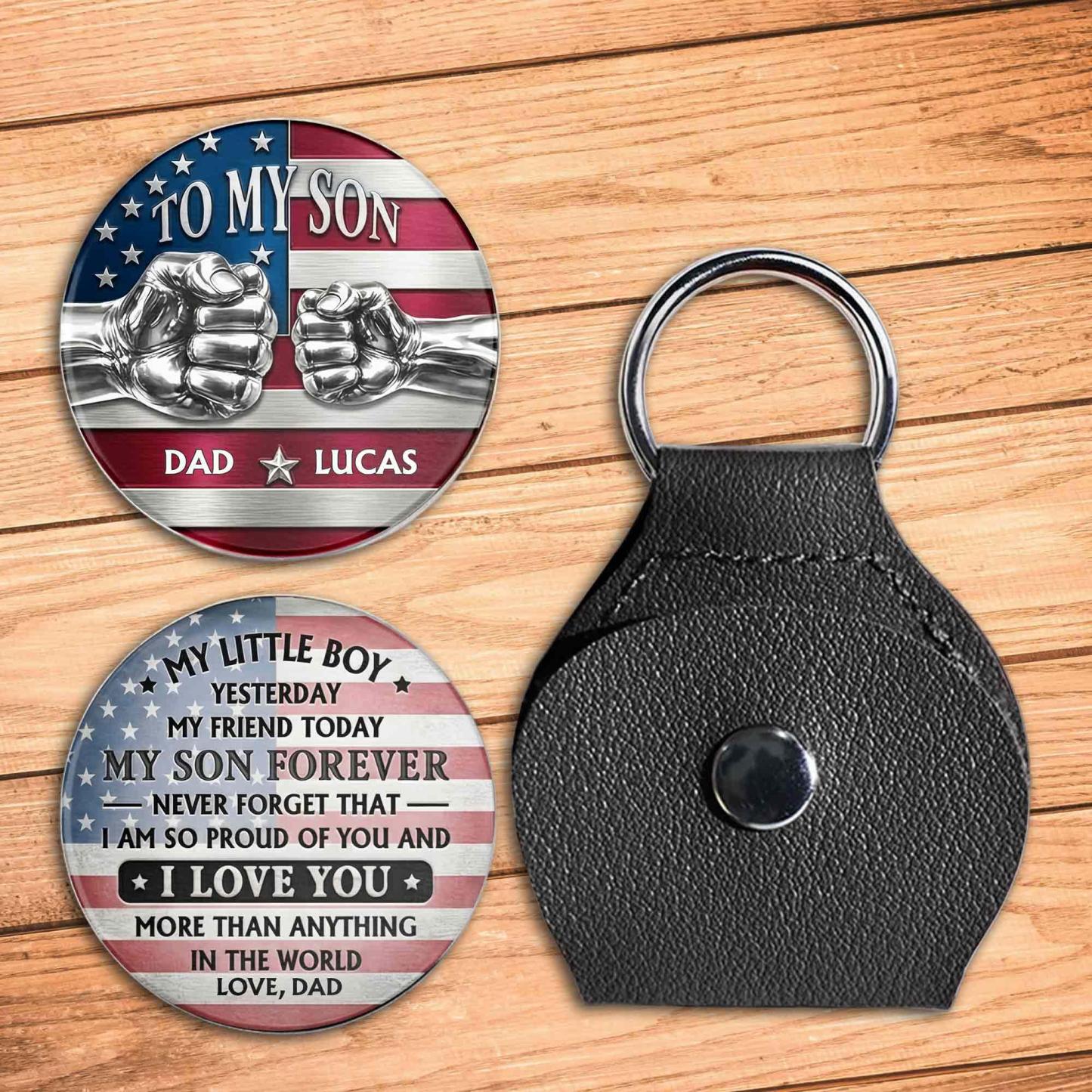 To My Son My Little Boy Yesterday American Flag Fist Bump - Personalized Custom Pocket Hug - MyPhotoSocksAu