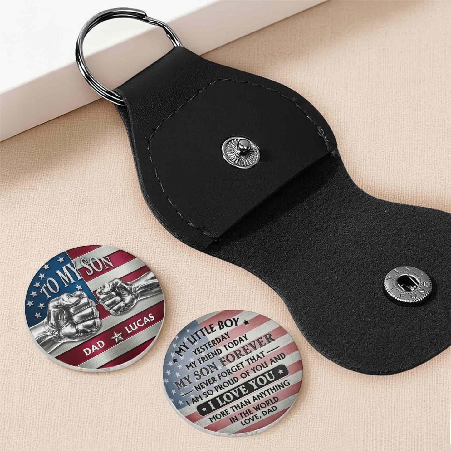 To My Son My Little Boy Yesterday American Flag Fist Bump - Personalized Custom Pocket Hug - MyPhotoSocksAu