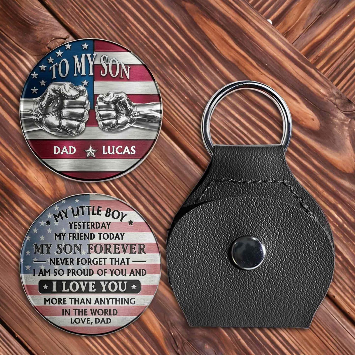 To My Son My Little Boy Yesterday American Flag Fist Bump - Personalized Custom Pocket Hug - MyPhotoSocksAu