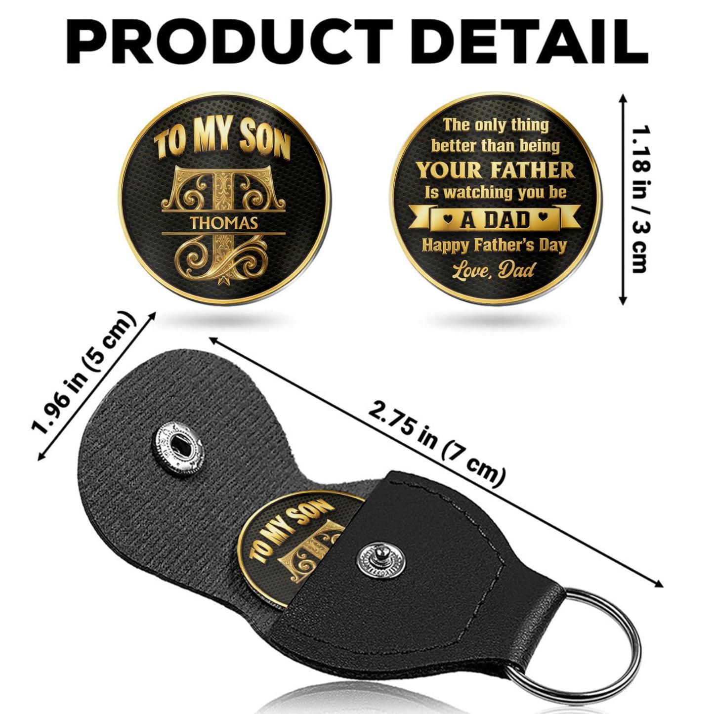 To My Son Watching You Be A Dad Monogram Initial - Personalized Custom Pocket Hug - MyPhotoSocksAu