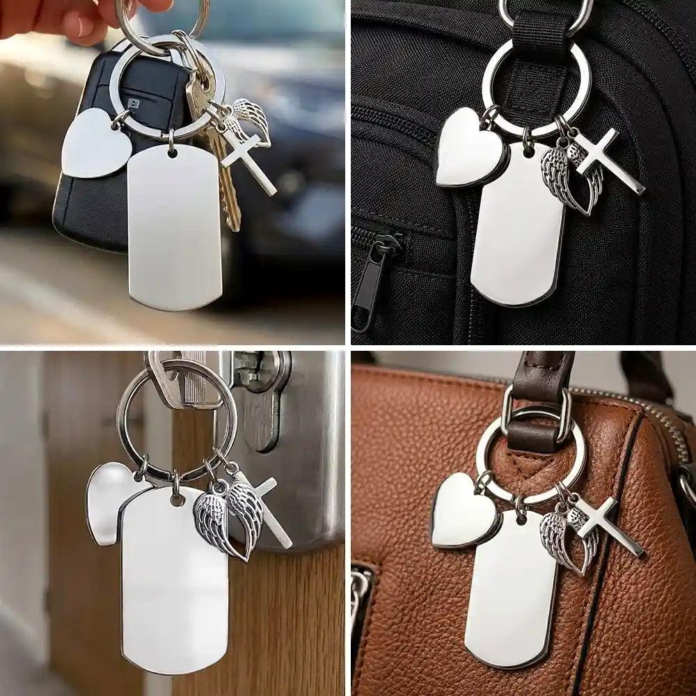 Custom Photo Bold Sketch Best Dad Grandpa Ever We Love You - Personalized Stainless Steel Keychain - MyPhotoSocksAu