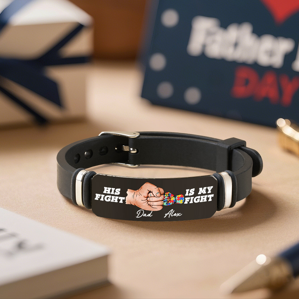 Custom Name Bracelet Dad Bracelet Family Gift Father'S Day Gift Autism Family Present - MyPhotoSocksAu