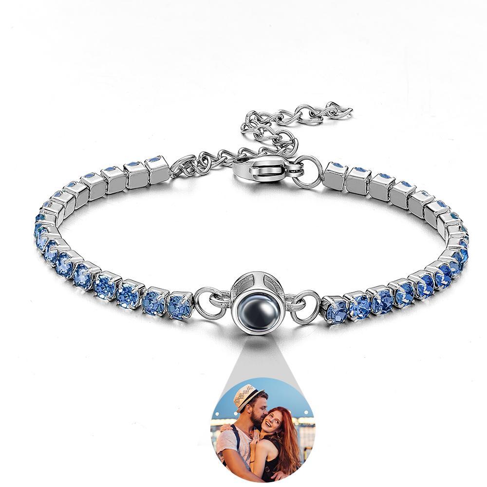 Custom Photo Projection Bracelet Tennis Bracelet Fashionable All Diamonds Bracelet Gifts For Her - MyPhotoSocksAu