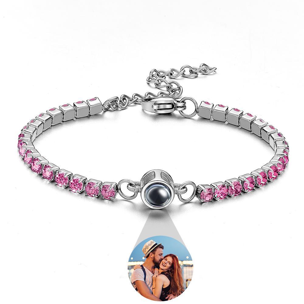Custom Photo Projection Bracelet Tennis Bracelet Fashionable All Diamonds Bracelet Gifts For Her - MyPhotoSocksAu