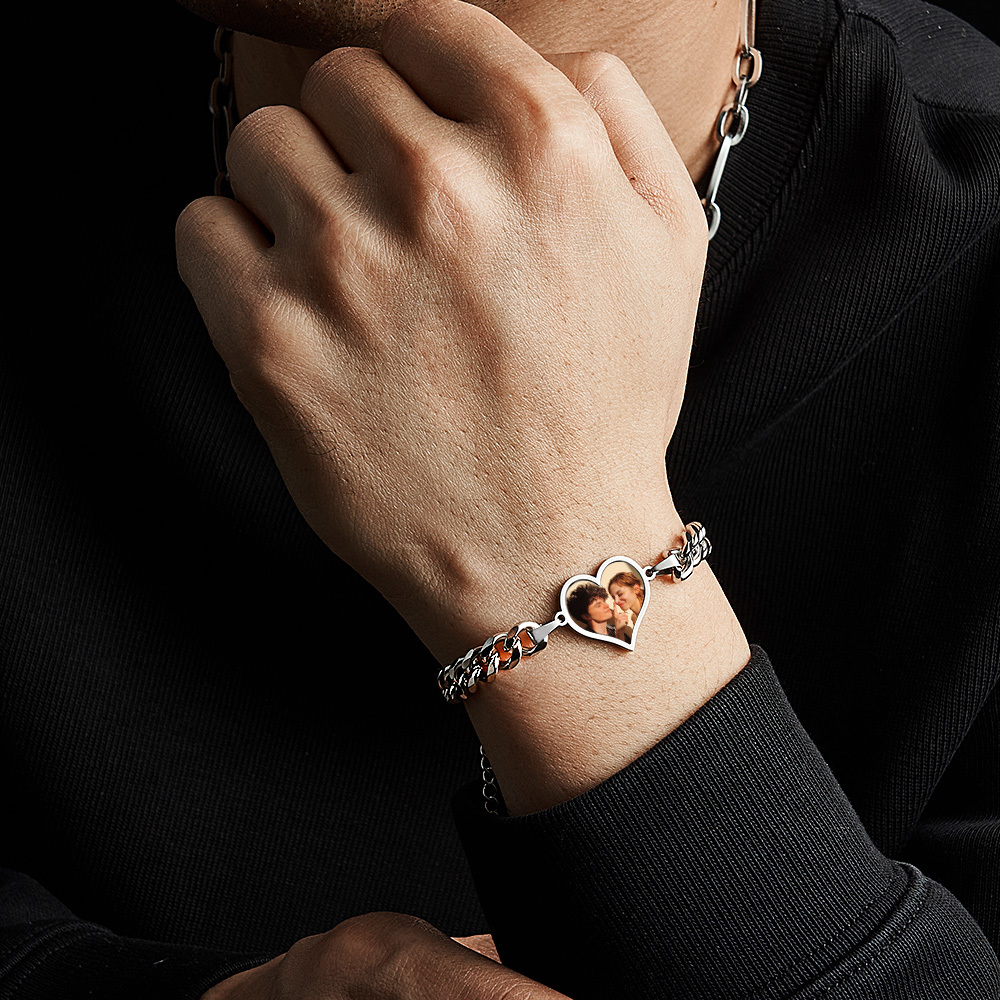 Personalized Temperature-Sensitive Photo Bracelet Magic Photo Men's Bracelet Best Gift For Him - MyPhotoSocksAu