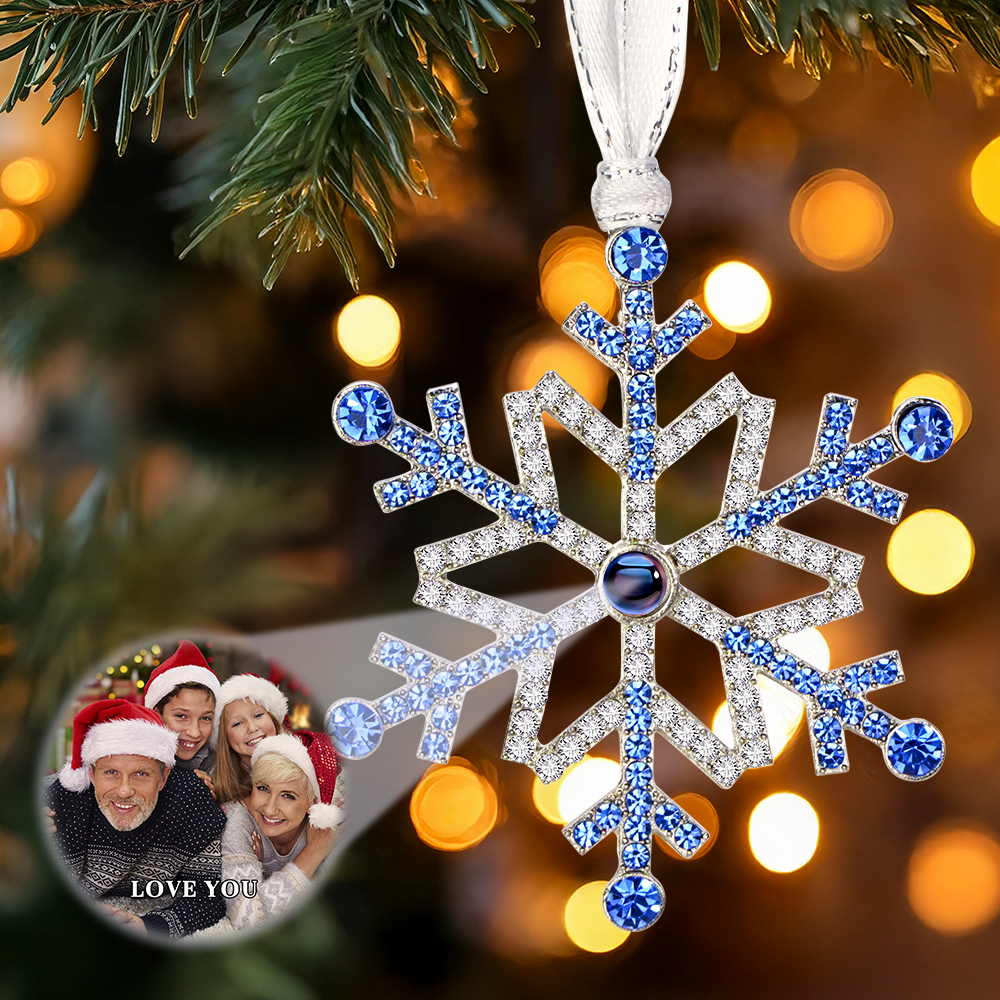 Personalized Projection Ornament Custom Photo Snowflake Christmas Ornament Gifts