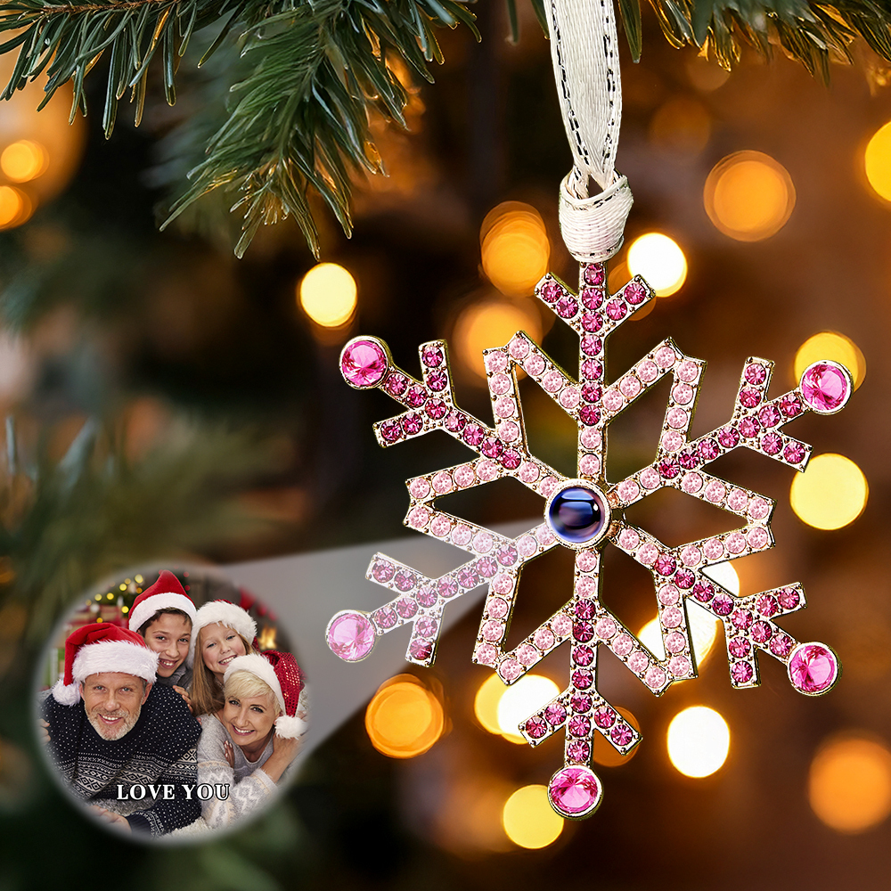 Personalized Projection Ornament Custom Photo Snowflake Christmas Ornament Gifts