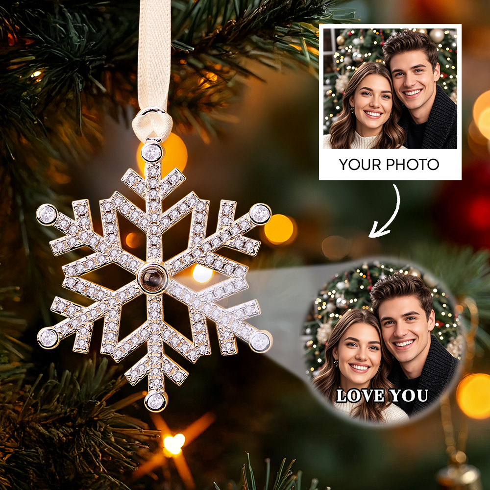 Custom Projection Ornament Photo Snowflake Christmas Ornament Gifts