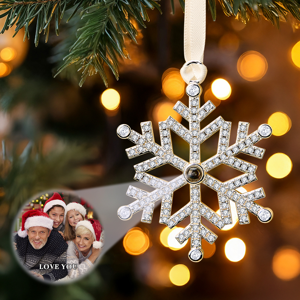Personalized Projection Ornament Custom Photo Snowflake Christmas Ornament Gifts