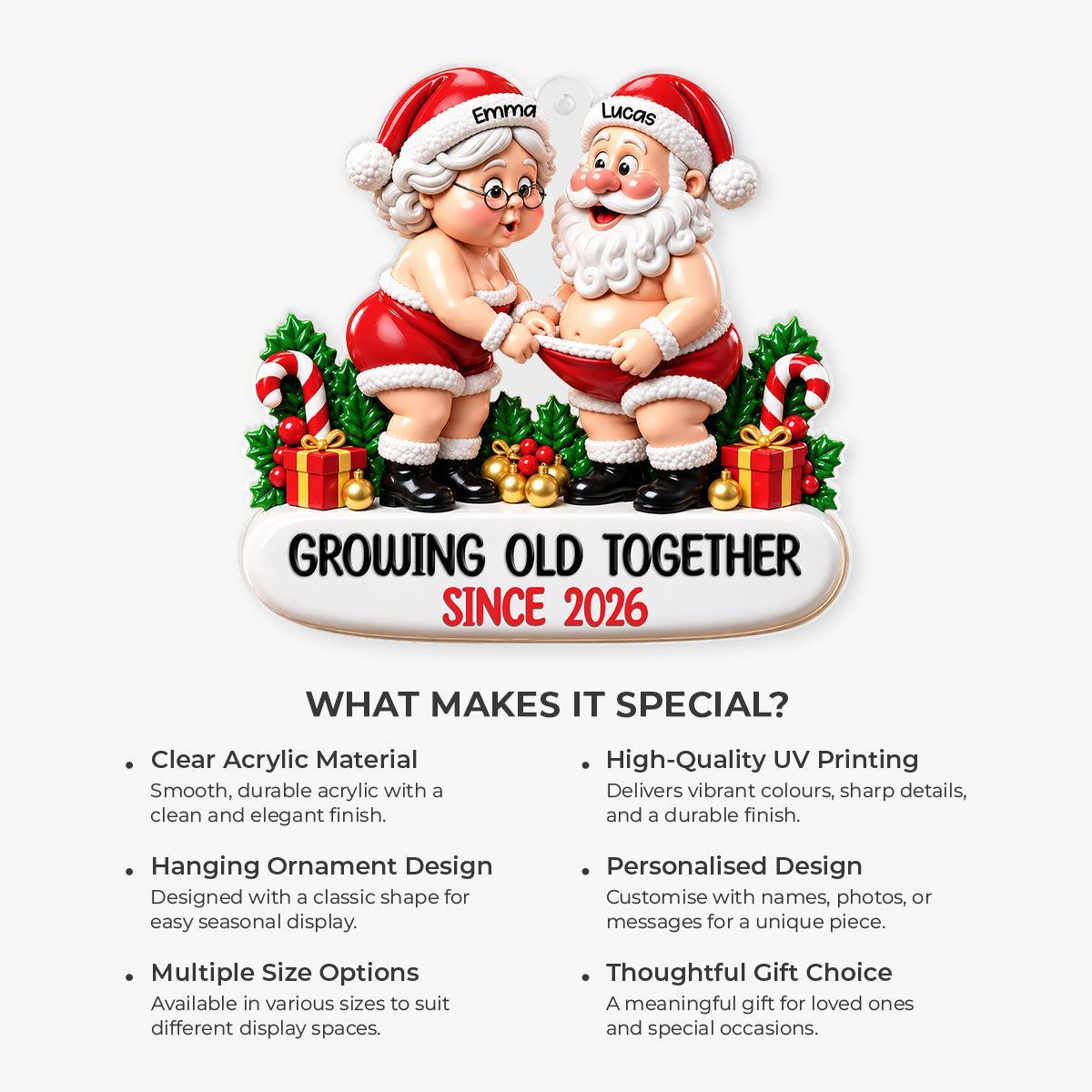 Custom Santa Couple Ornament for Couples - Growing Old Together Christmas Gift for Anniversary - MyPhotoSocksAu