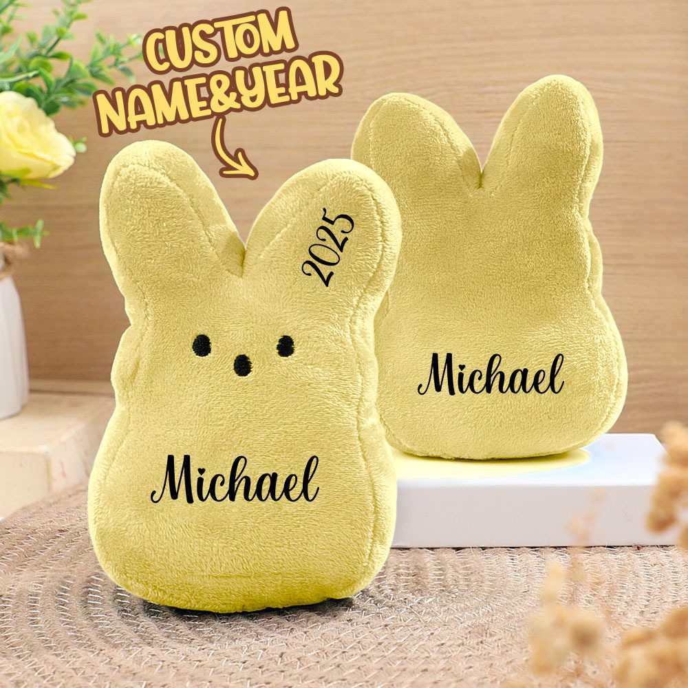 Easter Peeps Bunny Plush Toy,Personalized Peeps Bunnies,Mini Peeps Plush Doll,Easter basket,Baby Easter Gift,Plush Bunny,Custom Peeps Bunny - MyPhotoSocksAu