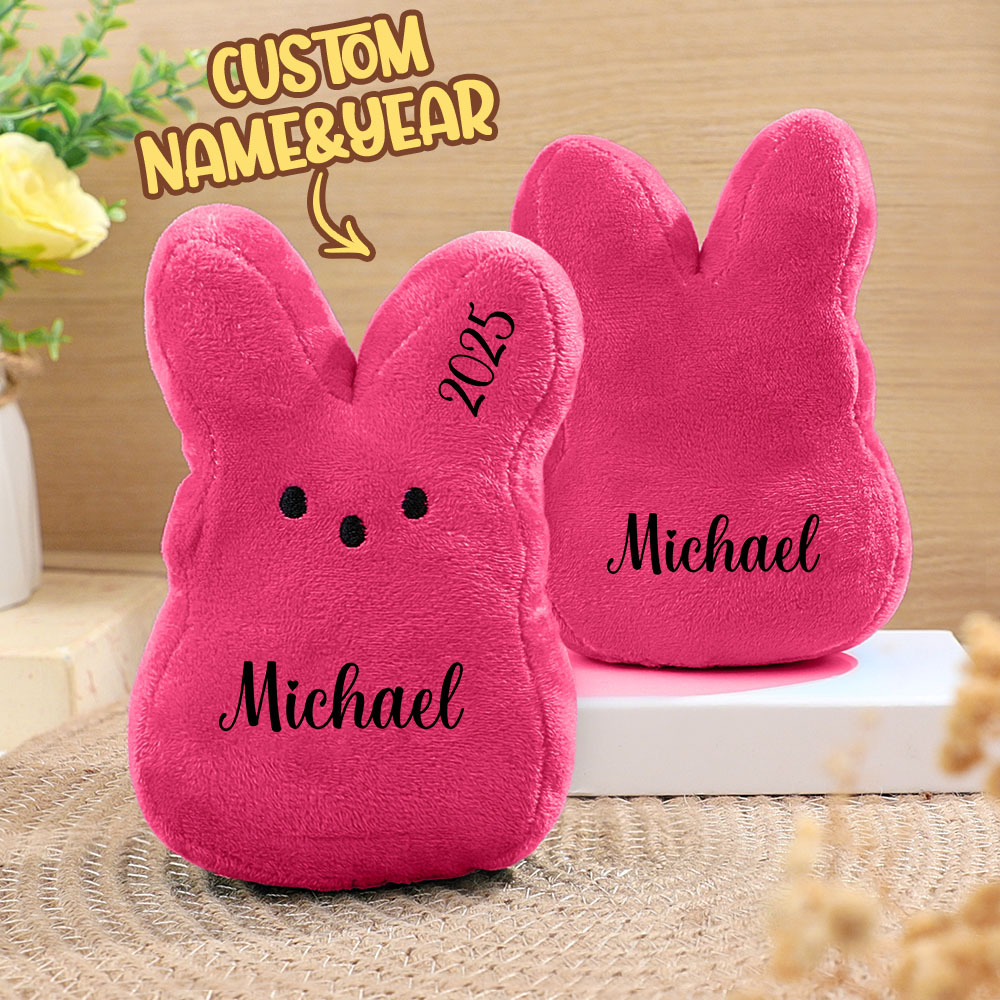 Easter Peeps Bunny Plush Toy,Personalized Peeps Bunnies,Mini Peeps Plush Doll,Easter basket,Baby Easter Gift,Plush Bunny,Custom Peeps Bunny - MyPhotoSocksAu