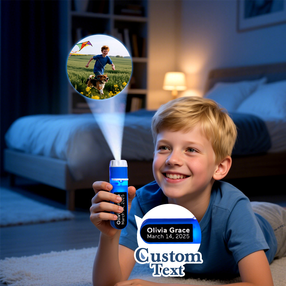 Custom Photo Flashlight Personalized Text and Photo Viewer with Your Own Photos Family Anniversary Gift - MyPhotoSocksAu