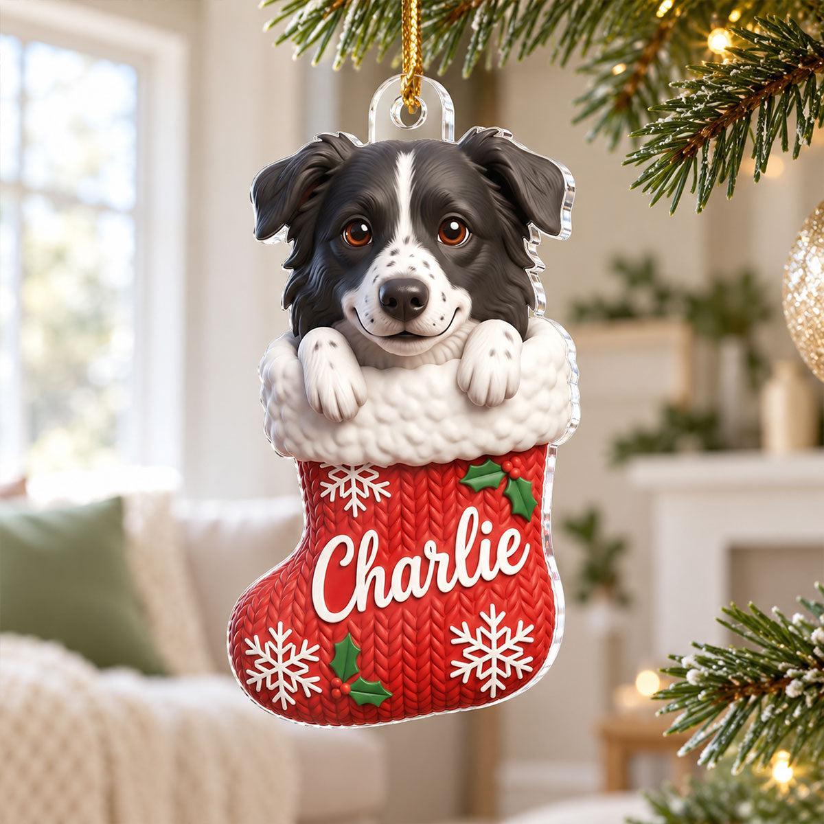Custom Dog Cat Pet Stocking - Personalized Acrylic Ornament - Christmas Gift for Dog Cat Mom - MyPhotoSocksAu