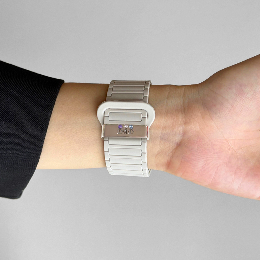 Personalized Watch Band Charm, Father's Day Gift, Birthstone Watch Bracelet with Birthstones, Custom Charm for Watch, Gift For Grandpa - MyPhotoSocksAu