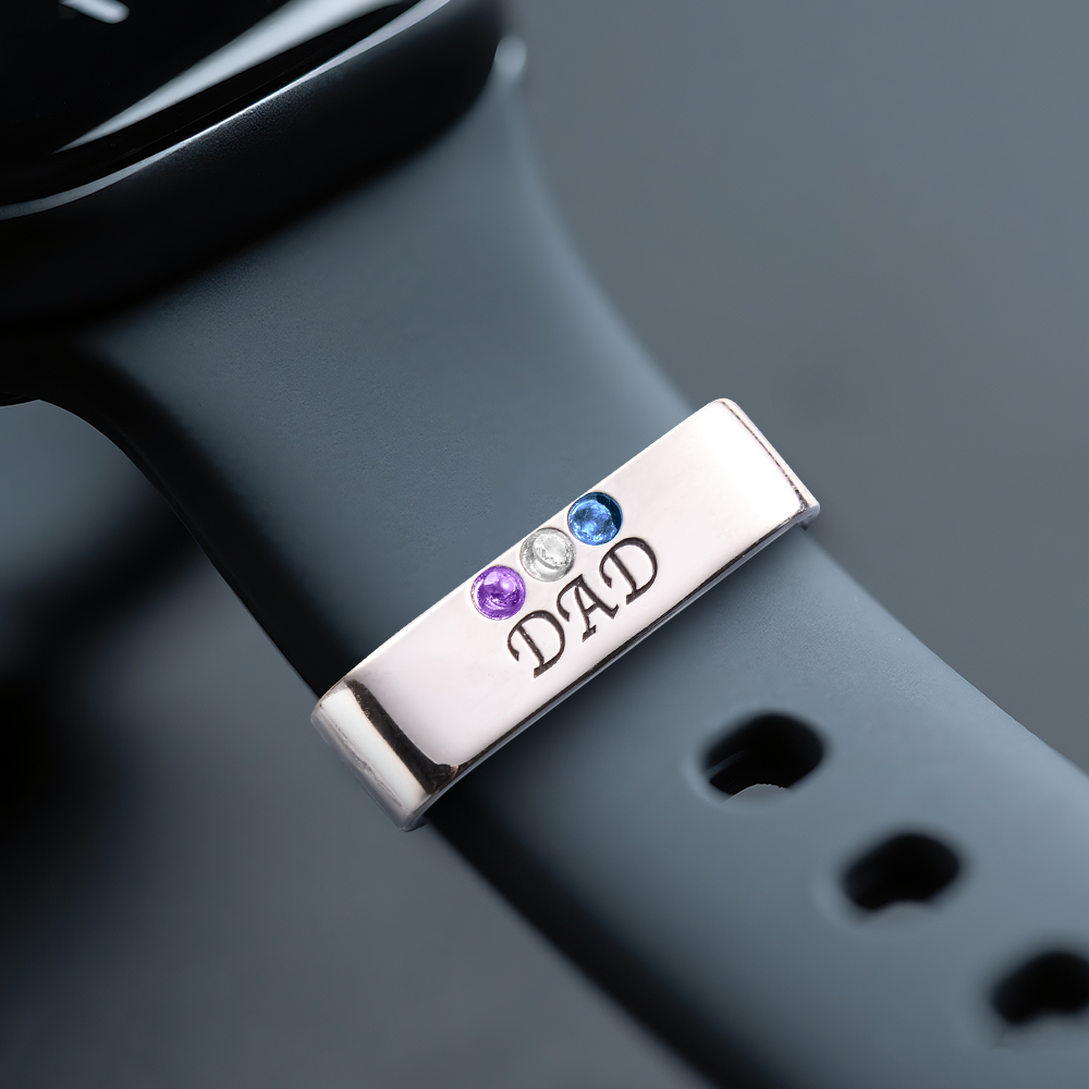 Personalized Watch Band Charm, Father's Day Gift, Birthstone Watch Bracelet with Birthstones, Custom Charm for Watch, Gift For Grandpa
