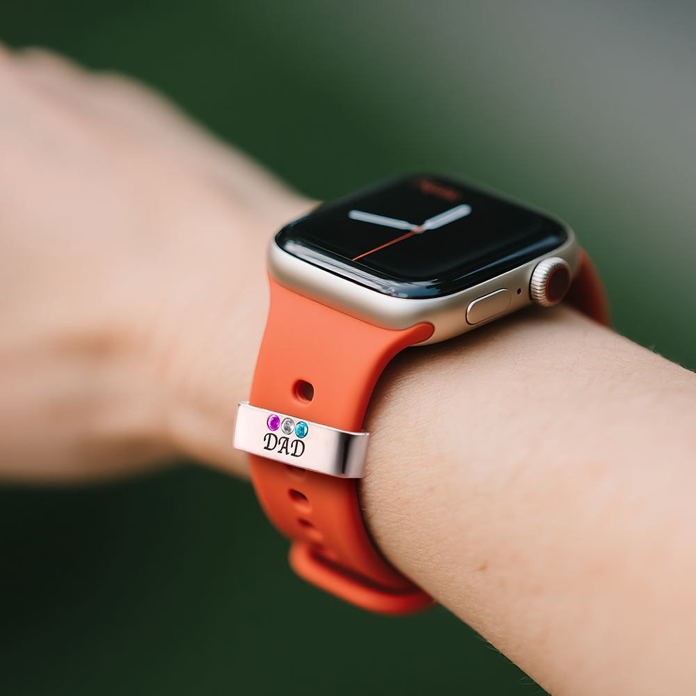 Personalized Watch Band Charm, Father's Day Gift, Birthstone Watch Bracelet with Birthstones, Custom Charm for Watch, Gift For Grandpa - MyPhotoSocksAu