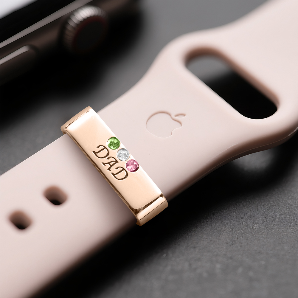 Personalized Watch Band Charm, Father's Day Gift, Birthstone Watch Bracelet with Birthstones, Custom Charm for Watch, Gift For Grandpa - MyPhotoSocksAu