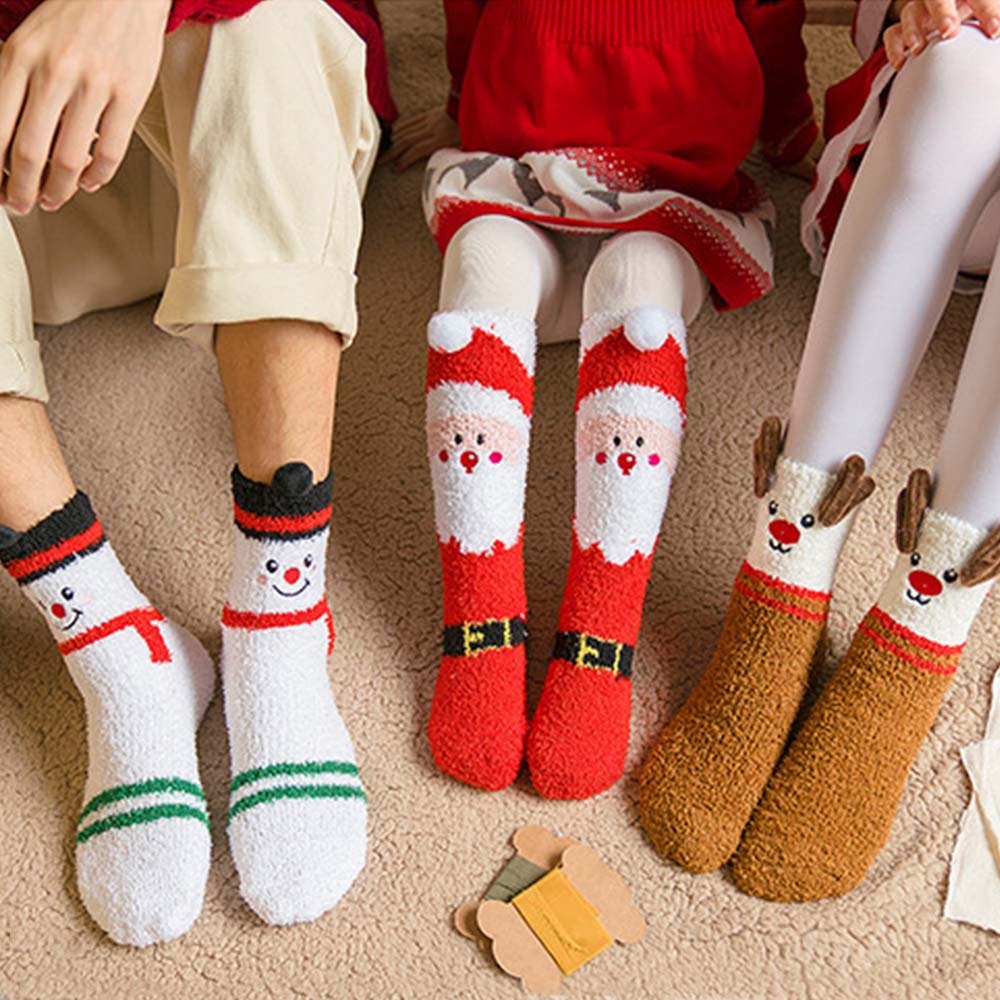 Christmas Socks Plush Coral Fleece Parent-child Christmas Socks Winter Home Floor Socks Christmas Gifts - My Photo Socks AU