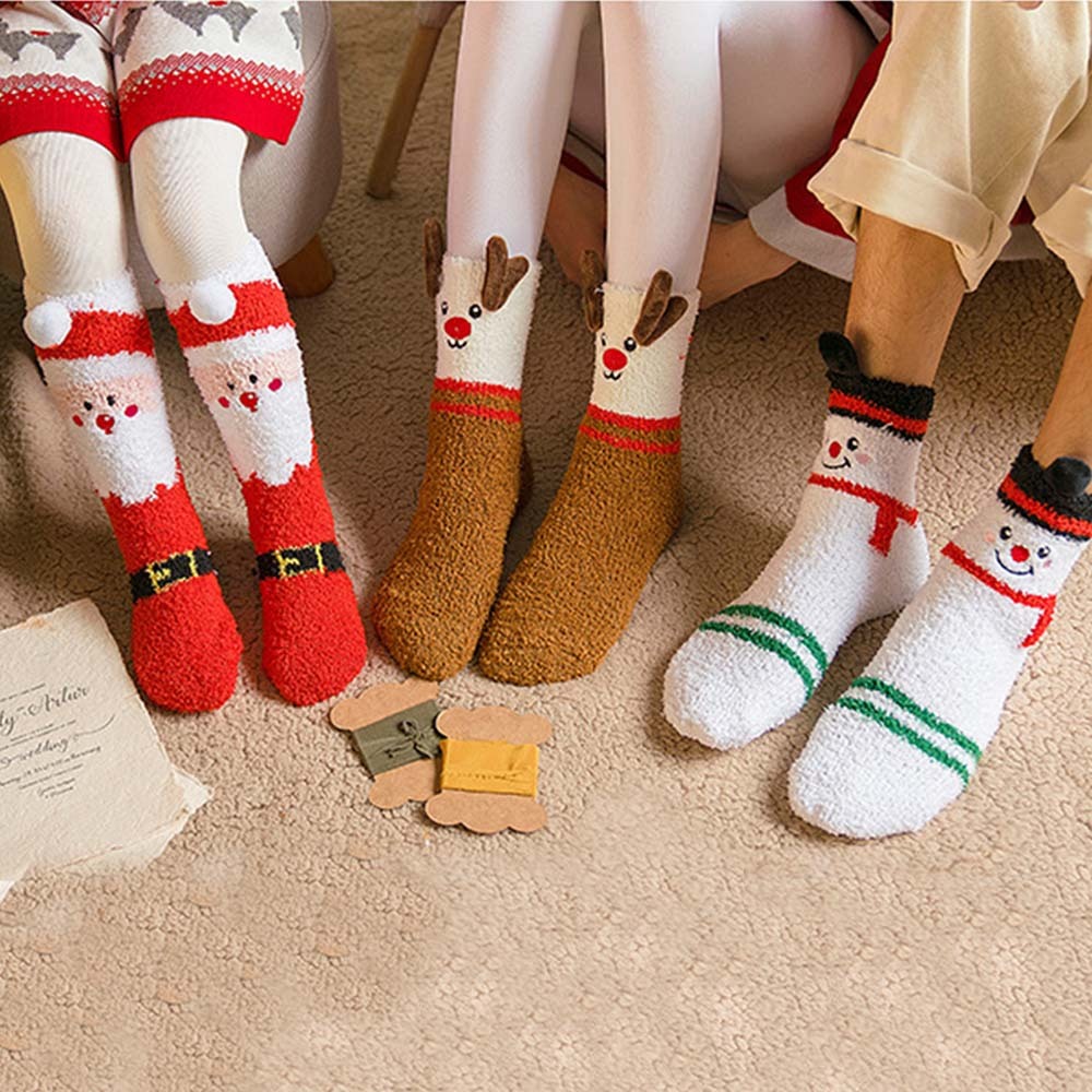 Christmas Socks Plush Coral Fleece Parent-child Christmas Socks Winter Home Floor Socks Christmas Gifts - My Photo Socks AU