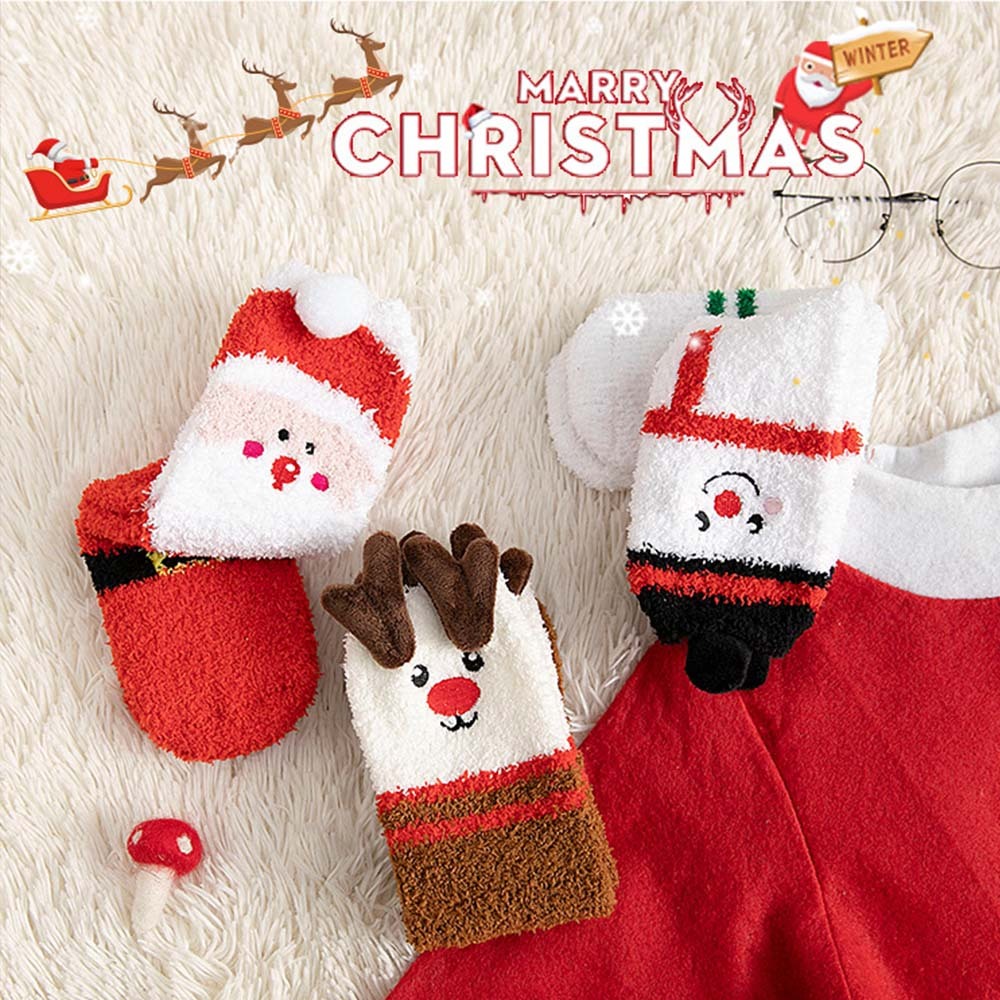 Christmas Socks Plush Coral Fleece Parent-child Christmas Socks Winter Home Floor Socks Christmas Gifts - My Photo Socks AU