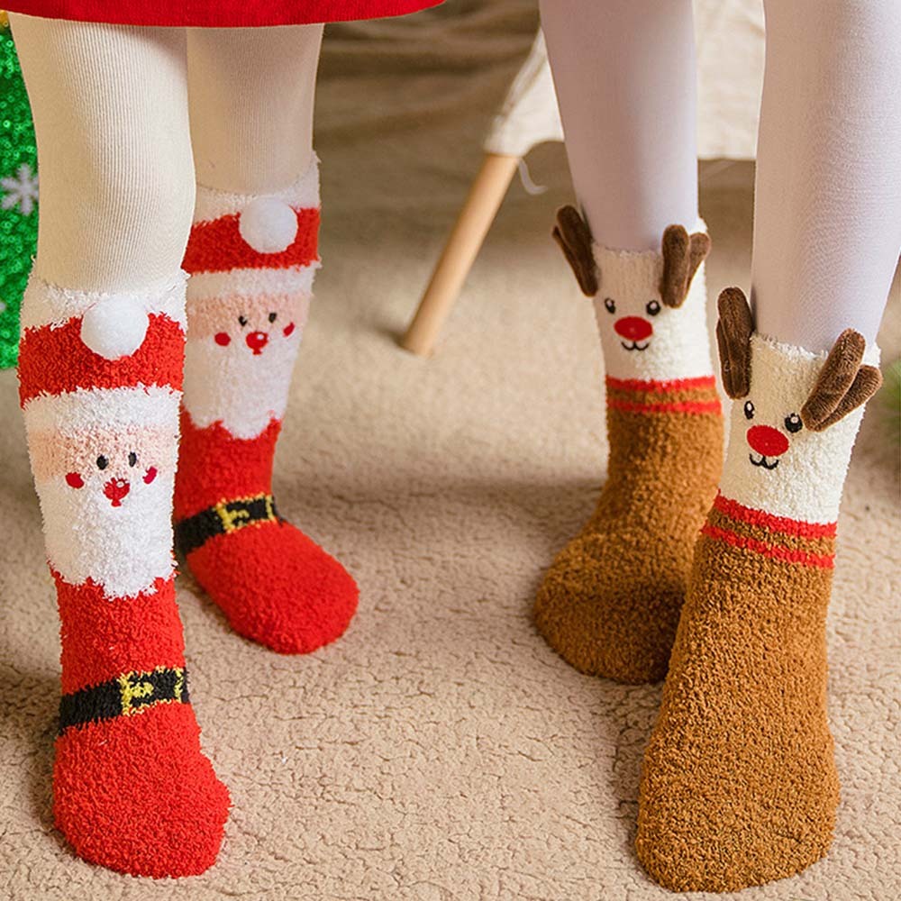 Christmas Socks Plush Coral Fleece Parent-child Christmas Socks Winter Home Floor Socks Christmas Gifts - My Photo Socks AU