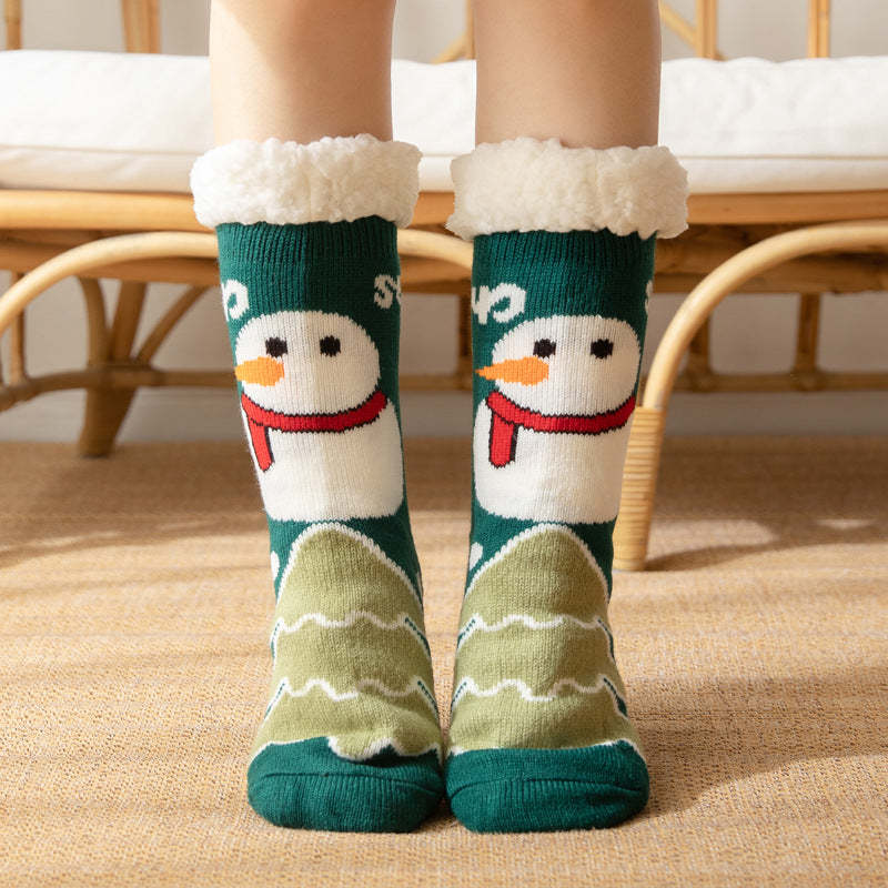 Christmas Socks Plush Coral Fleece Winter Home Floor Socks Slipper Socks - Snowman - My Photo Socks AU