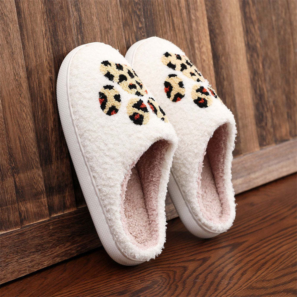Christmas Slippers Leopard Paw Print Shoes Home Cotton Slippers - My Photo Socks AU