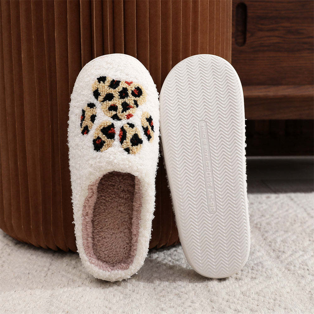 Christmas Slippers Leopard Paw Print Shoes Home Cotton Slippers - My Photo Socks AU