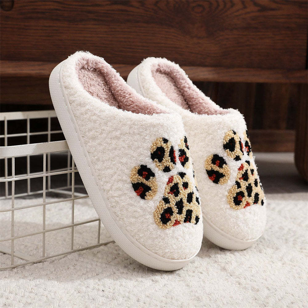 Christmas Slippers Leopard Paw Print Shoes Home Cotton Slippers - My Photo Socks AU