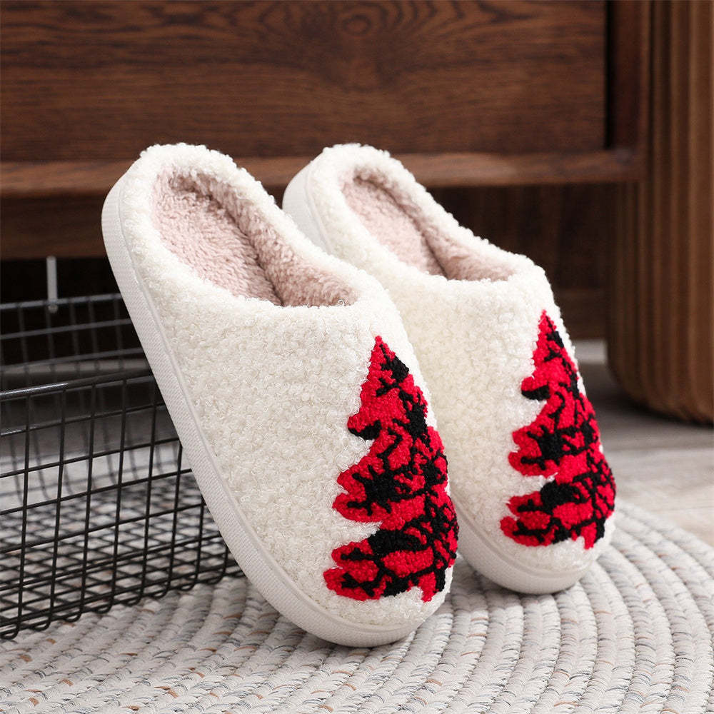 Christmas Slippers Red Christmas Tree Shoes Home Cotton Slippers - My Photo Socks AU