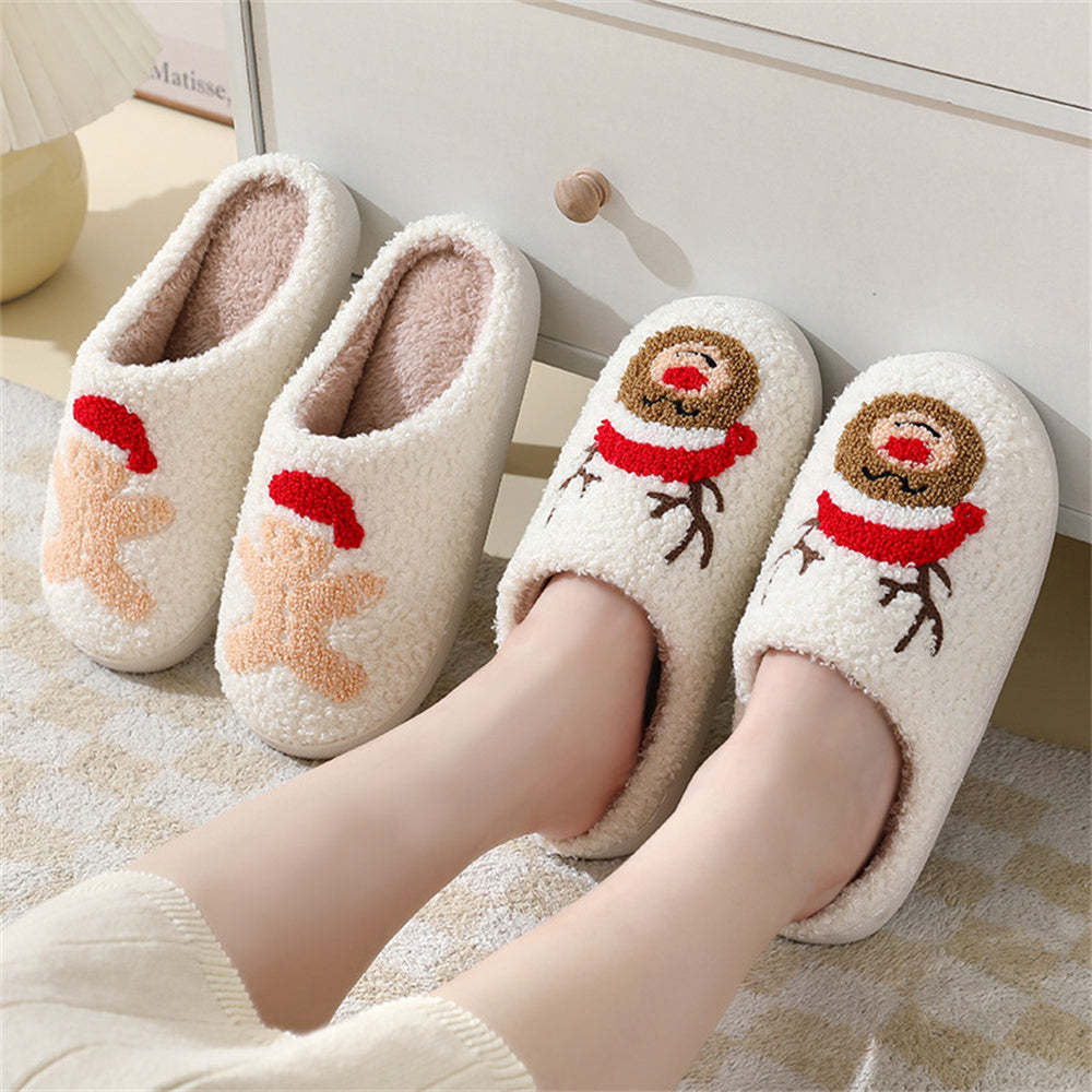 Christmas Gingerbread Man Slippers Santa Claus Shoes Home Cotton Slippers - My Photo Socks AU