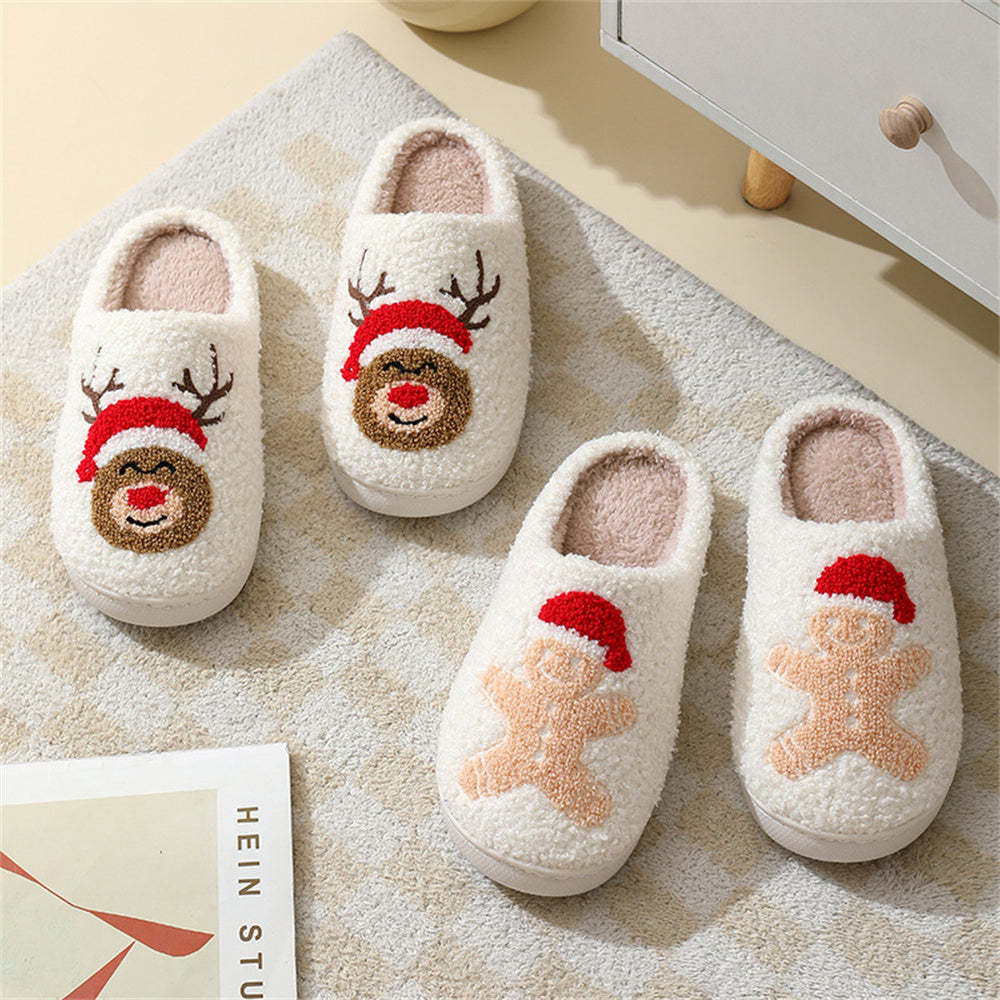 Christmas Gingerbread Man Slippers Santa Claus Shoes Home Cotton Slippers - My Photo Socks AU