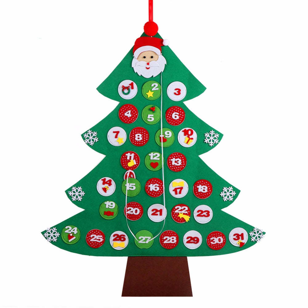 Felt Christmas Tree Countdown to Christmas Calendar Wall Hanging Decoration Advent Calendars - MyPhotoSocksAu