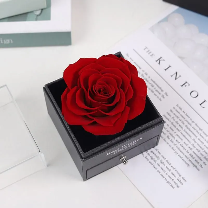 Real Red Rose Jewelry Gift Box Preserved Flower Forever Gift for Her - MyPhotoSocksAu