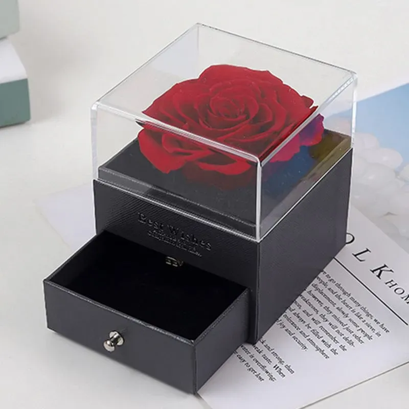 Real Red Rose Jewelry Gift Box Preserved Flower Forever Gift for Her - MyPhotoSocksAu