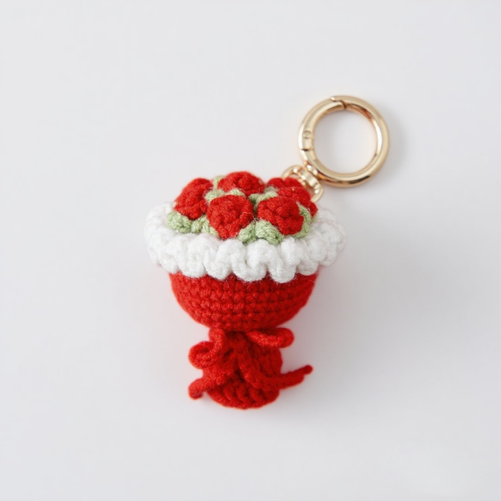 Lovely Gift Wool Knitted Bouquet Keychain Simulation Sunflower Bag Charm Pendant Graduation Gift - MyPhotoSocksAu