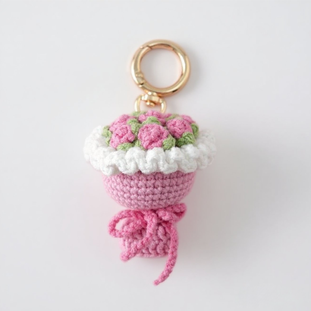Lovely Gift Wool Knitted Bouquet Keychain Simulation Sunflower Bag Charm Pendant Graduation Gift - MyPhotoSocksAu