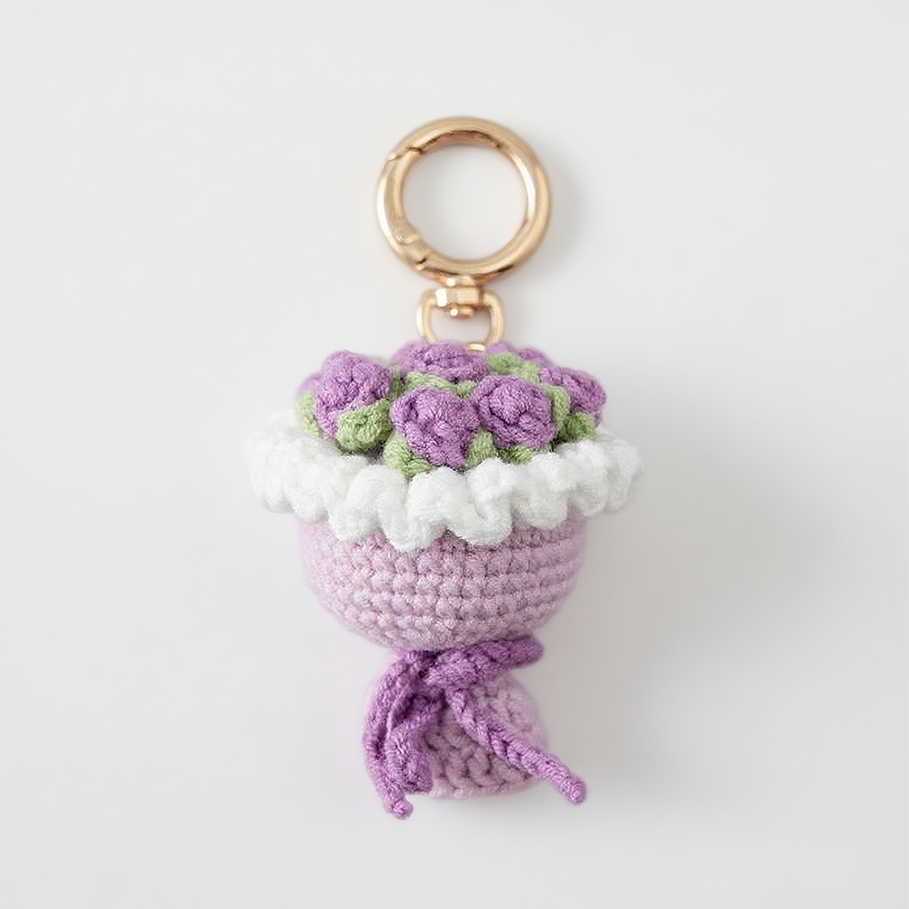 Lovely Gift Wool Knitted Bouquet Keychain Simulation Sunflower Bag Charm Pendant Graduation Gift - MyPhotoSocksAu
