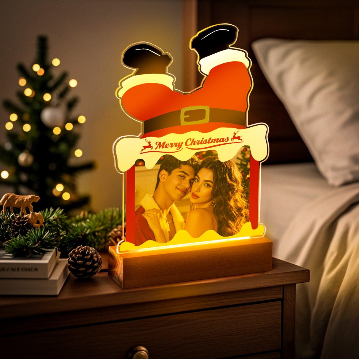 Personalized Photo Christmas Lights Christmas Gifts Anniversary Gifts for Couples and Family - MyPhotoSocksAu