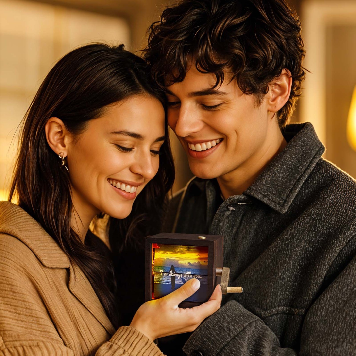 Custom Photo Flipbook Frame Animation Machine Mechanical Hand-cranked Flipbook Box Photo Album with Light Black Walnut Christmas Gifts - MyPhotoSocksAu