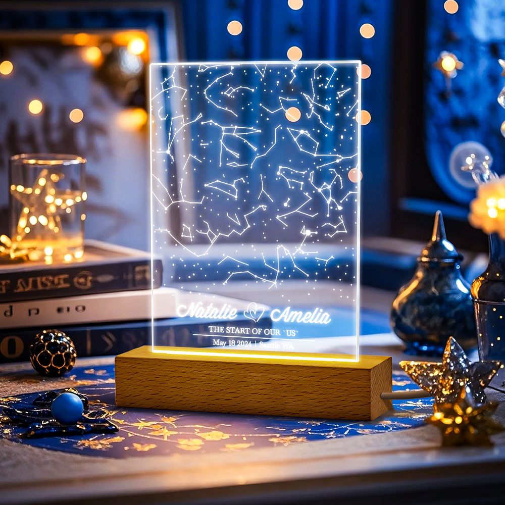 Custom Name Personalized Astrology Acrylic Led Night Light Romantic Starry Sky Memorial Light Gifts for Her - MyPhotoSocksAu