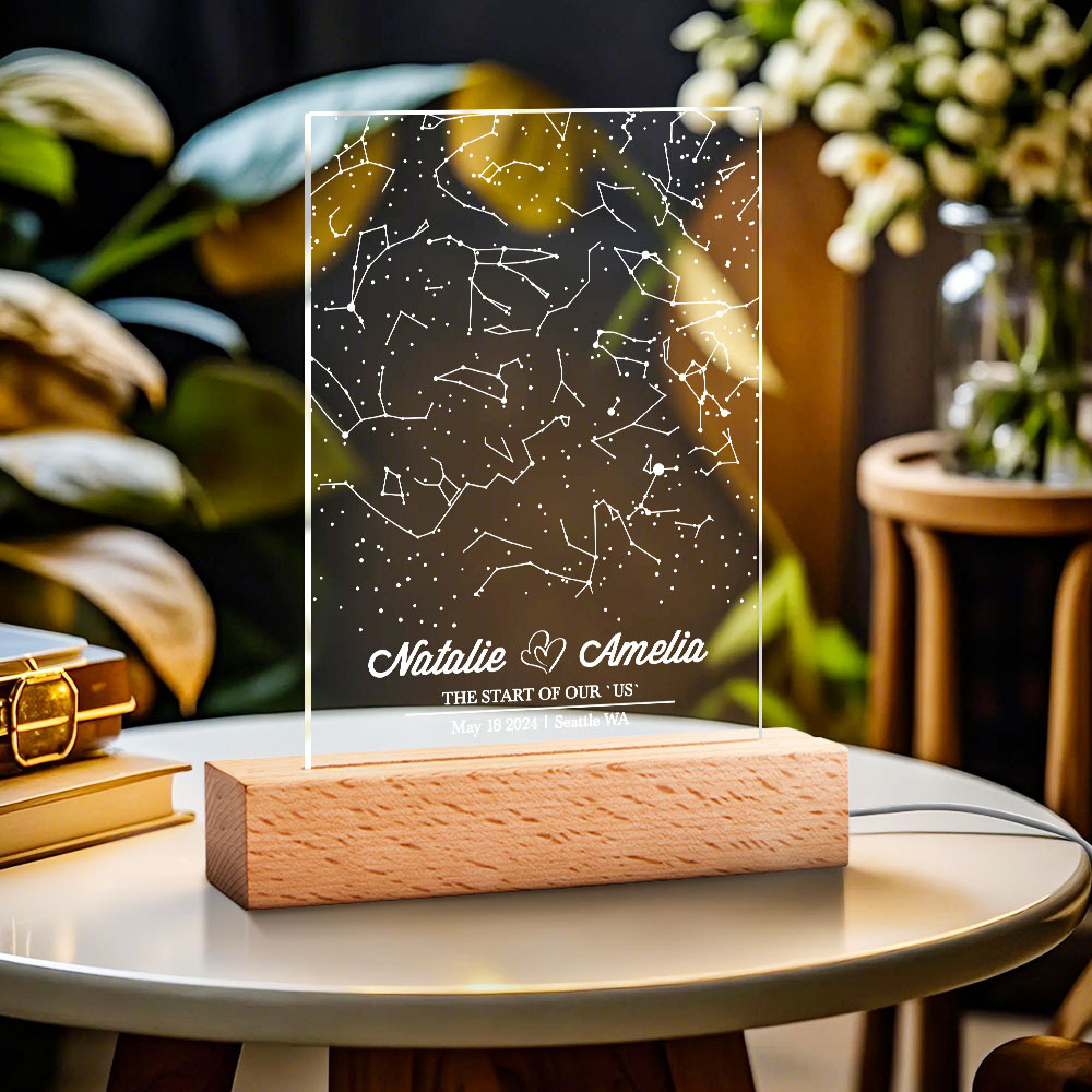 Custom Name Personalized Astrology Acrylic Led Night Light Romantic Starry Sky Memorial Light Gifts for Her - MyPhotoSocksAu