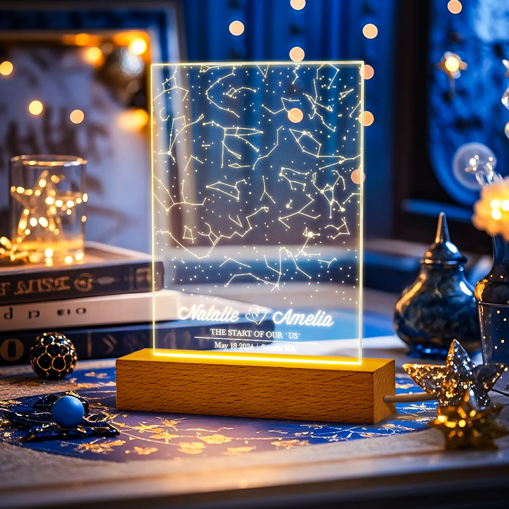 Custom Name Personalized Astrology Acrylic Led Night Light Romantic Starry Sky Memorial Light Gifts for Her - MyPhotoSocksAu