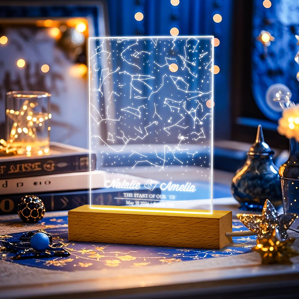 Custom Name Personalized Astrology Acrylic Led Night Light Romantic Starry Sky Memorial Light Gifts for Her - MyPhotoSocksAu